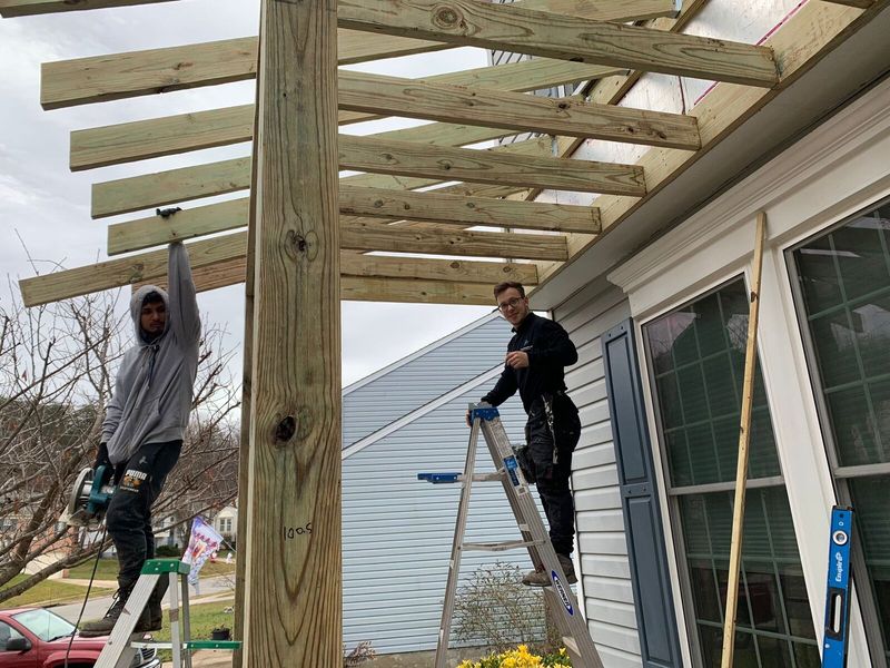 Pergola framing on an earlier project