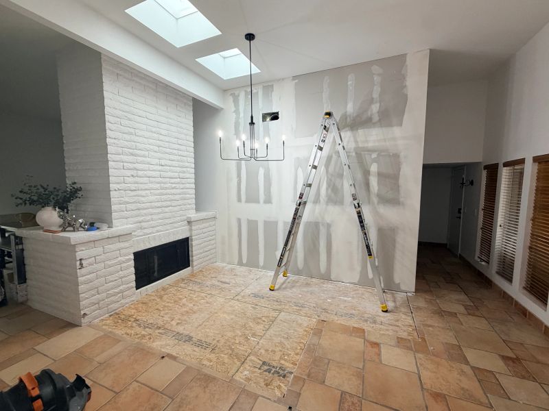 Inside the new framing for the back to back powder room and walk in closet.